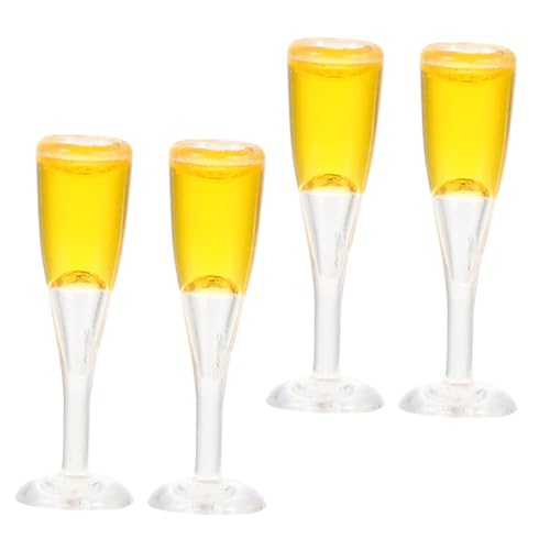 BESPORTBLE 4 Stück Miniatur Weingläser Realistische Kunststoffgebundene Champagner Gläser für Puppenhaus Dekoration für Mikroszenen für Freunde von BESPORTBLE