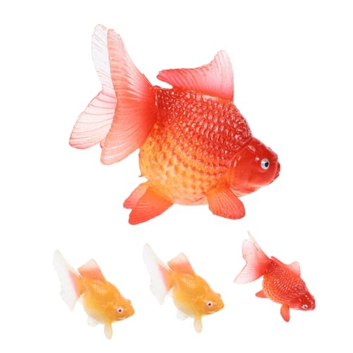 BESPORTBLE 4 Stück Realistische Goldfisch Figuren in Rot und Lebensechte Koi Modelle für Aquarium und Wohnraumdeko Schwimmende Kindgerechte Lernspielzeuge Naturverständnis von BESPORTBLE