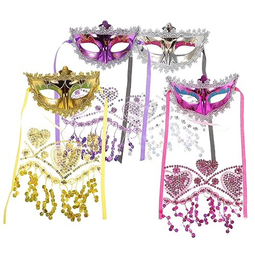 BESPORTBLE 4 Stück Schleier Maske Halloween Party Masken Seide Für Mädchen Dekorative Cosplay-maske Geheimnisvolle Schleiermaske Bühnenauftrittsmaske Frauen-maskerade-maske Spitze von BESPORTBLE