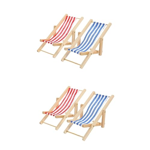 BESPORTBLE 4 Stück Strandliegestuhl Klappbar Glatte Oberfläche mit Abgerundeten Kanten Puppenhaus Deko für Garten und Spiel Fördert Kreativität und Motorische Fähigkeiten Zufällige Farbe von BESPORTBLE