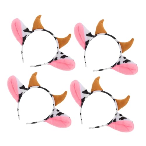 BESPORTBLE 4 Stück Teiliges Cartoon Kuhhörner Haarreif mit Ohren Elastisches Kostüm Accessoire für Damen Leicht Waschbar Bequem für Themenpartys Karneval Cosplay und Geburtstagsfeiern von BESPORTBLE