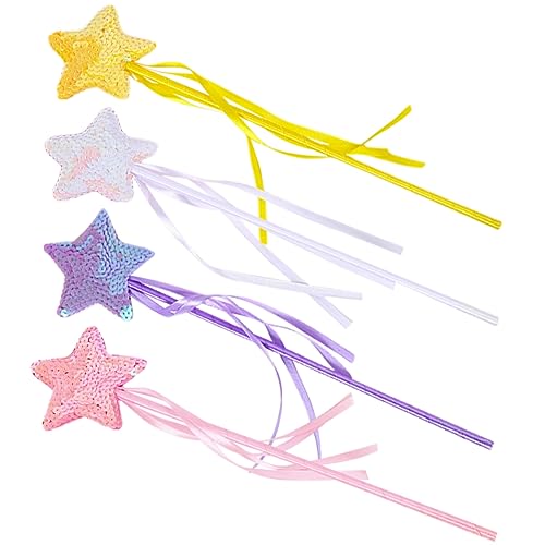 BESPORTBLE 4 Stück Teiliges Feenstab mit Sternform Glitzernde Party Wands Lebendigen Farben Sichere Glatte Oberfläche für Kindergeburtstag Halloween Weihnachtsfeier und Cosplay von BESPORTBLE