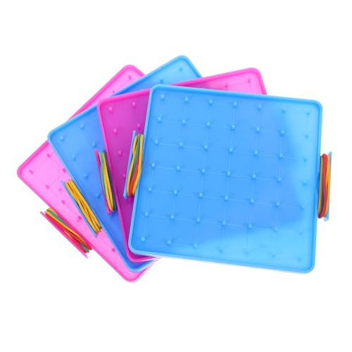 BESPORTBLE Geoboard Nagelplatte für Grundschule 4 Stücke Lernspielzeug für Mathematik Geometrisches Steckbrett Kunststoff Zufällige Farbe 14Cm/16Cm von BESPORTBLE