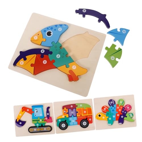 BESPORTBLE 4 Stück Teiliges Holz Puzzle Bunte Cartoon Motive Verschleißfestes Lernspielzeug für Fördert Kognition Motorik und Logisches Geeignet für Frühe und Spielerisches Lernen von BESPORTBLE