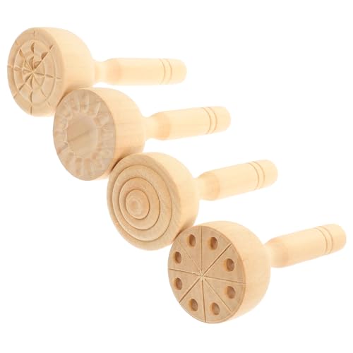 BESPORTBLE 4 Stück Teiliges Holz Stempel Tonarbeiten Leichtes Glattes DIY Bastelwerkzeug für Sichere Praktische Modellierhilfen Vielseitig für Knete Malerei Kekse für Junge Mädchen von BESPORTBLE