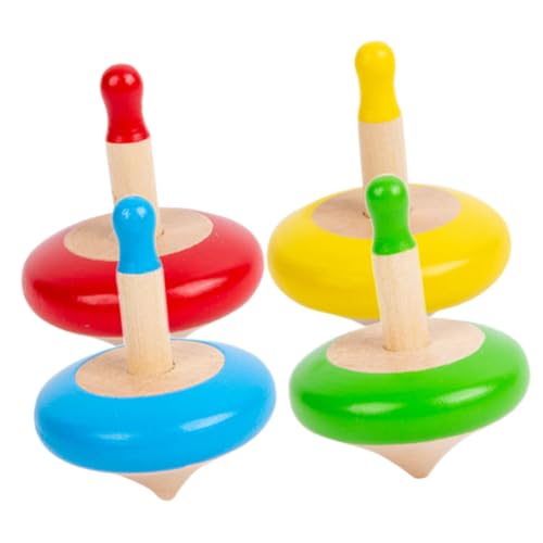 BESPORTBLE 4 Stück Teiliges Holz kreiselspielzeug für Bunte Gyroskop Tops mit Kreativem Design Fördert Hand Auge koordination Langlebiges Sensorisches für Ab Jahren von BESPORTBLE