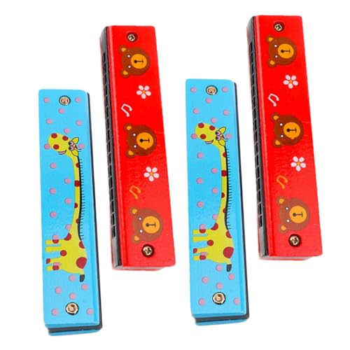 BESPORTBLE 4 Stück Teiliges Holzmundharmonika mit Löchern Doppelte Reihen Kindgerechtes Design Sicher und Kompakt für Anfänger und Musikalische von Mädchen und Jungen von BESPORTBLE