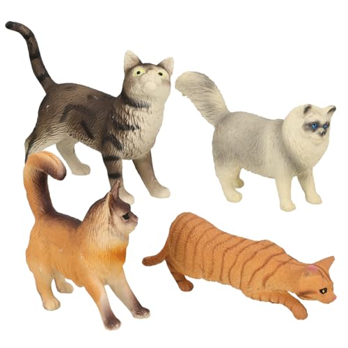 BESPORTBLE 4 Stück Teiliges Katzenmodell Lebensechte Desktop Deko Realistische Tierfigur für Zimmer Büro Wohnzimmer Dekoration Lernspielzeug für Katzenliebhaber von BESPORTBLE