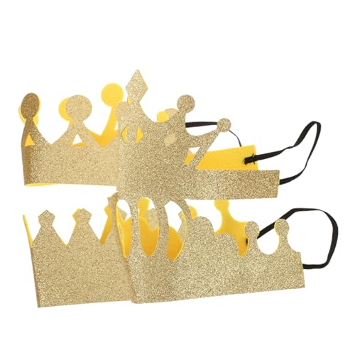 BESPORTBLE 4 Stück Teiliges Kindergeburtstags Kronen aus Goldglänzendem Polyester Elastische Prinzessin Tiara Haarbänder Dehnbare Funkelnde Kopfbedeckung für Jungen und Mädchen Vielseitig von BESPORTBLE