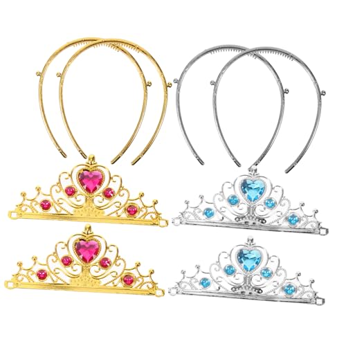 BESPORTBLE 4 Stück Teiliges Kindergeburtstags Kronen mit Funkelnden Strasssteinchen Leichte Wiederverwendbare Prom und Party Haarschmuck für Mädchen und Erwachsene Goldene Zufällige Farbe von BESPORTBLE