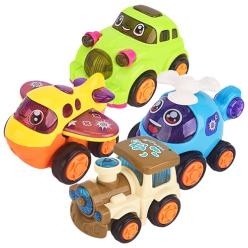 BESPORTBLE 4 Stück Teiliges Kleine Kunststoff Zugautos Spielzeugautos mit Rückziehmotor Langlebig für Jungen Mädchen Zufällige Farbe Zufällige Farbe von BESPORTBLE