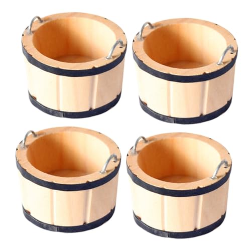 BESPORTBLE 4 Stück Teiliges Mini Holzfass aus Naturholz Detailreiche Miniatur Eimer für Puppenhaus Dekoration Vielseitig Verwendbar als Miniaturspielzeug und Fotorequisite Hochwertige von BESPORTBLE