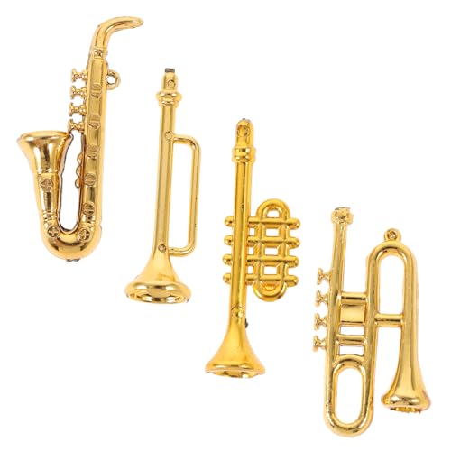 BESPORTBLE 4 Stück Teiliges Mini Musikinstrument aus Kunststoff Realistische Miniatur Saxophon Trompete Horn und Klarinette Vintage Design Langlebig und Dekorativ für Puppenhaus und von BESPORTBLE