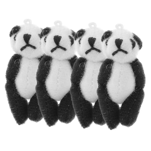 BESPORTBLE 4 Stück Teiliges Mini Panda Kuscheltier Plüschanhänger Schlüsselanhänger Süße Stofftier Figuren für Taschen Kleidung Dekoration von BESPORTBLE