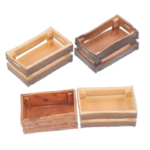 BESPORTBLE 4 Stück Teiliges Mini Puppenhaus Kisten aus Holz Kleine Aufbewahrungsboxen für Miniaturen Leichte Dekoration für Puppenhaus und DIY Mikro Szenen von BESPORTBLE