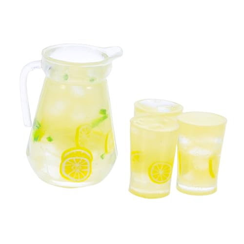 BESPORTBLE 4 Stück Teiliges Miniatur Dollhouse Getränkeset mit Zitronenlimonade und EIS Realistische Miniatur Dekoration für Puppenhaus Vielseitig für Küchen Diorama Fotorequisiten und von BESPORTBLE