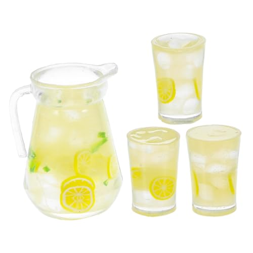 BESPORTBLE 4 Stück Teiliges Miniatur Dollhouse Zitronen Eistee mit und Bechern Realistische Puppenhaus Deko für Sommer Szenen Kreative Miniatur Küchen und Fotorequisiten von BESPORTBLE