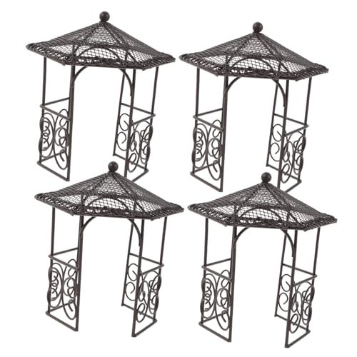 BESPORTBLE 4stücke Miniaturgartenpavillon Aus Metall Puppenhaus-möbel Kleine Pavillon-statuen Für Feengärten Mikrolandschaften Und Dekorationen von BESPORTBLE