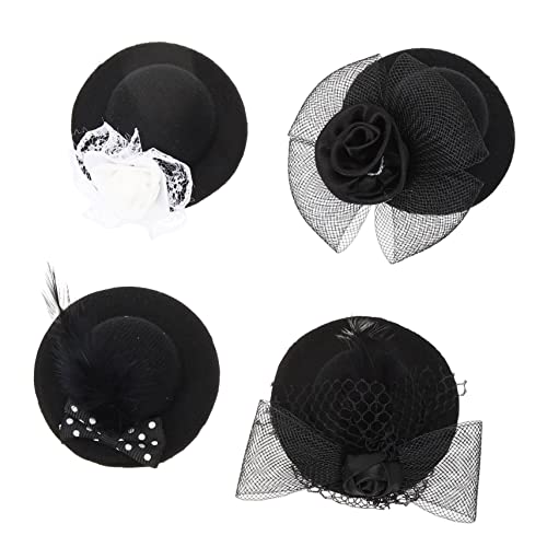 BESPORTBLE 4 Stück Teiliges Miniatur Puppenhüte aus Leichtem Stoff Vielseitige DIY Kostümaccessoires für Puppen Elegante Kleine Hüte für Bastelprojekte und Puppenparty Dekoration von BESPORTBLE