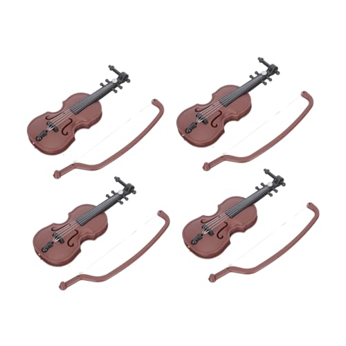 BESPORTBLE 4 Stück Teiliges Miniatur Violinenset Puppenhaus Dekoration Realistisches Musikinstrument Modell Mini für Miniatur Szene und Fotografie Zubehör von BESPORTBLE