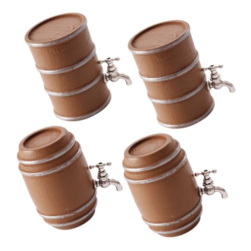 BESPORTBLE 4stücke Miniatur-holzfass Als Weinfass-dekor Kleines Holzfass Für Getränkezubehör Fake-fass Modell Für Miniatur-Spielzeug Fass-dekor Für Tischdeko Oktoberfest-Miniatur-dekor von BESPORTBLE