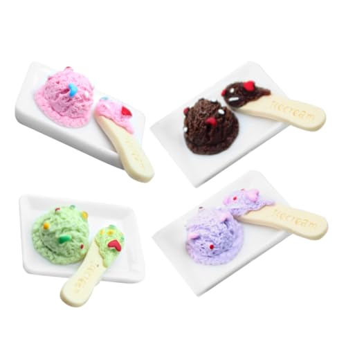 BESPORTBLE 4 Stück Teiliges Set Mini Eiscreme Zubehör für Puppenhaus Dekorative Miniatur Eiscreme für Kreative Miniaturwelten und Fotoszenen von BESPORTBLE