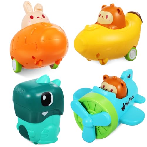 BESPORTBLE 4 Stück Teiliges Tier Spielzeugautos für Kleinkinder Drückspielzeug für Frühe Bildung Langlebig rutschfeste Reifen Bunte Designs für Drinnen und Draußen von BESPORTBLE