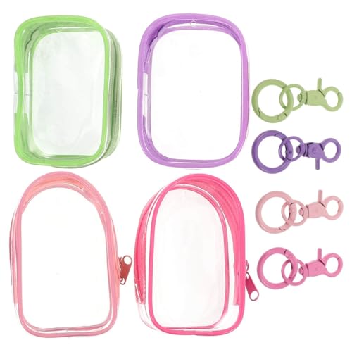 BESPORTBLE 4 Stück Teiliges Transparentes Figuren Tragetaschen mit Schlüsselanhänger Mini Figuren Displaybeutel Praktischer Reiseorganizer von BESPORTBLE