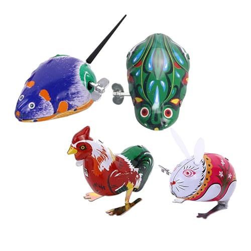 BESPORTBLE 4 Stück Teiliges Vintage Blechspielzeug mit Aufziehfunktion Bunte Mechanische Tierfiguren aus Eisenblech Sicher für Fördert Motorik und Spielerische Eltern-Junge von BESPORTBLE
