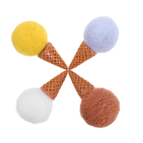 BESPORTBLE 4 Stück Teiliges Wollfilz Eiscreme Tüten Bastelmaterial für Kinderfotografie und Partydekorationen Bunte Dekoaccessoires Weiß Hellblau Gelb und Hellbraun von BESPORTBLE