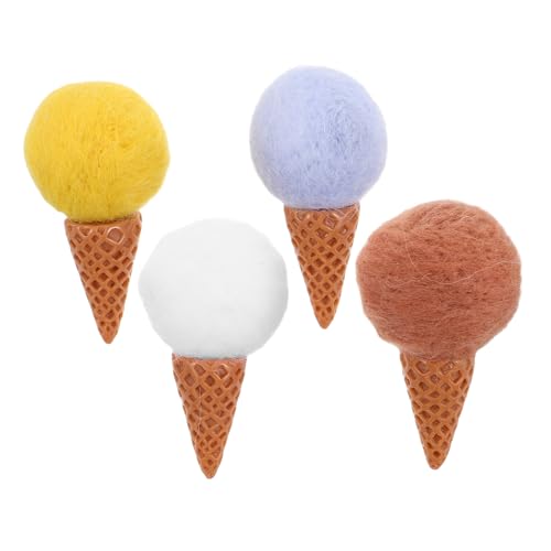 BESPORTBLE 4 Stück Teiliges Wool Felt Eiscreme Dekorationen für Diy Bastelprojekte Niedliche Filz Eiscreme für Kinderfotografie Kreative Party Dekorationen Weiß Hellblau Gelb und Hellbraun von BESPORTBLE