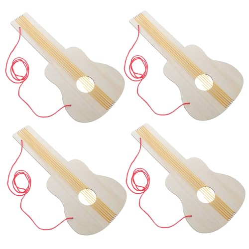 BESPORTBLE 4 Stück Unvollendete Holz Gitarre für DIY und Bastelaktivitäten für Kindergartenprojekte und Musikinstrument Dekoration von BESPORTBLE