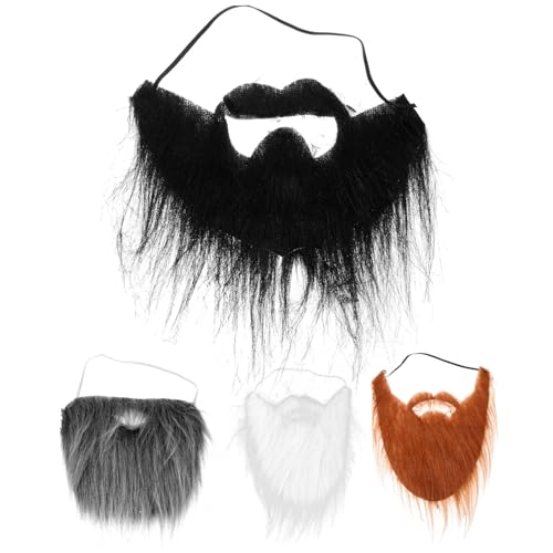 BESPORTBLE 4 Stück Verkleide Dich Erwachsene Zaubererbart Bart Dekoration Falscher Schnurrbart Partyzubehör Gefälscht Grau Halloween Weihnachtsfeier Chemische Faser von BESPORTBLE