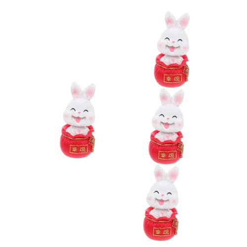 BESPORTBLE 4 Stück große ohrige Kaninchenverzierung Mini-Strich neujahr auto dekor Spielzeug Zylinder Miniaturfiguren Cupcake-Topper mit Hasen Glücklich Kuchen China Dekorationen von BESPORTBLE