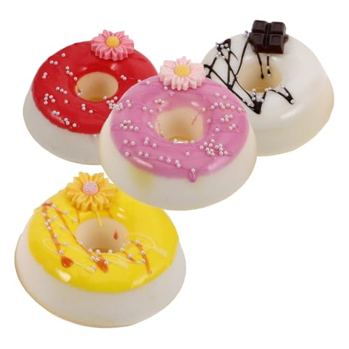 BESPORTBLE 4 Stücke Teiliges Künstliche Mini Donuts Realistisch Gestaltet Dekorative Donut Spielzeuge für Hochzeiten Partys und Wohnaccessoires Süße Dekoartikel mit Weißer Rosa Roter und von BESPORTBLE