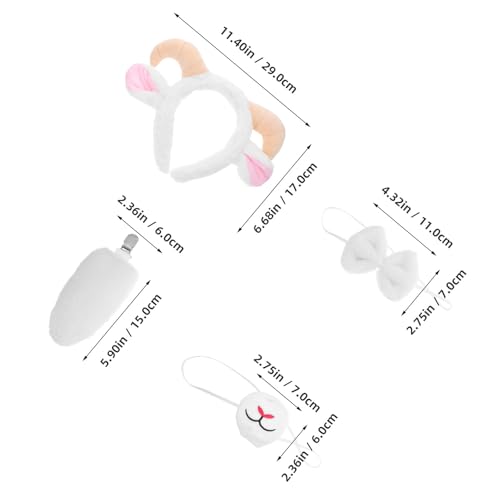 BESPORTBLE 4-teiliges Ziegenohren-Stirnband-Set, Lammohren und Horn-Stirnband mit Schafsnase, Maske und, Tiere, Kostümzubehör, Halloween, Weihnachten von BESPORTBLE