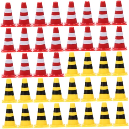 BESPORTBLE 40 Stück Mini Verkehrshütchen Teiliges Verkehrssicherheits für Roter und Gelber für Straßenbau und Rollenspiele für Kreative Lernspiele und Eltern Junge Mädchen Interaktion von BESPORTBLE