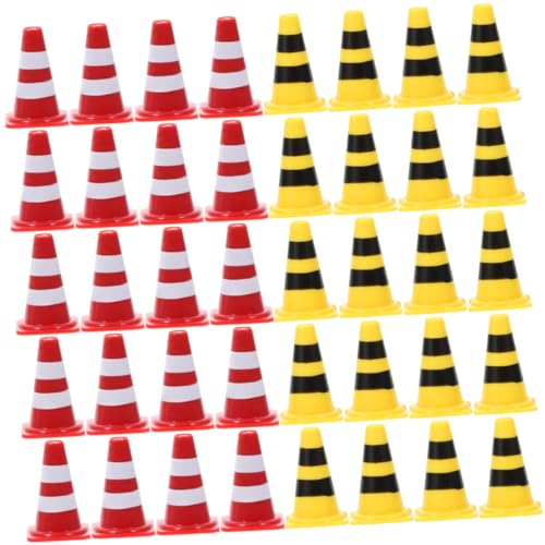 BESPORTBLE 40 Stück Mini Verkehrskegel Teilig Simulation Straßenbau für Lernspielzeug mit Verkehrszeichen für Sandtisch Verkehrserziehung Sicheres Kunststoffmaterial von BESPORTBLE