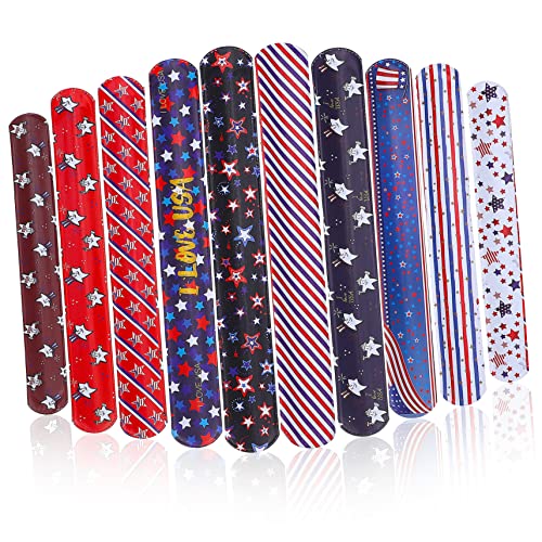 BESPORTBLE 40Stücke Slap Armbänder für Unabhängigkeitstag Juli Party Lustige Mitgebsel für Verschiedene Designs für Feiern und Festivals von BESPORTBLE