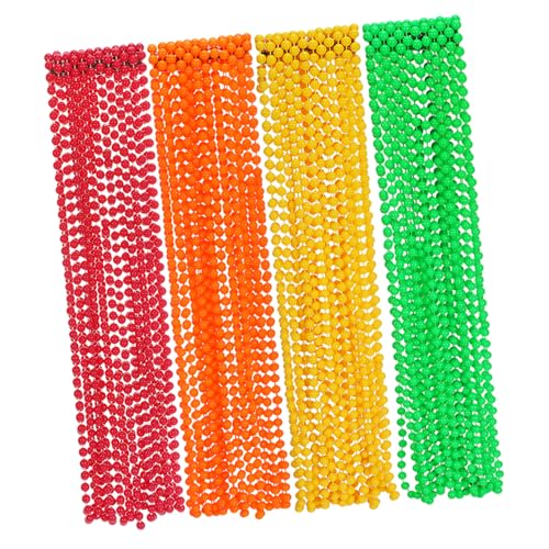 BESPORTBLE 48 . Teiliges Neon Perlenketten in Leuchtenden Orange Grün Gelb Leichte Stabile Kunststoffkette im Retro Jahre Stil Karneval Fasching Silvester Party Zubehör für Damen von BESPORTBLE