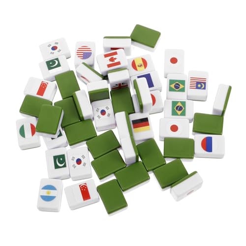 BESPORTBLE 48 Stück Teiliges Mahjong Spielsteine Set mit Nationalflaggen Design Langlebige Kunststoffsteine Einfach zu Erlernende Familienspiele für Party Urlaub und Freizeitspaß von BESPORTBLE