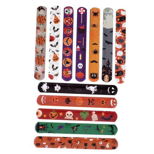 BESPORTBLE 48Stücke Halloween Armbänder Slap Armbänder für Partygeschenke mit Buntem Design und Flexibler Nutzung für Halloween Feiern und Kindergeburtstage von BESPORTBLE