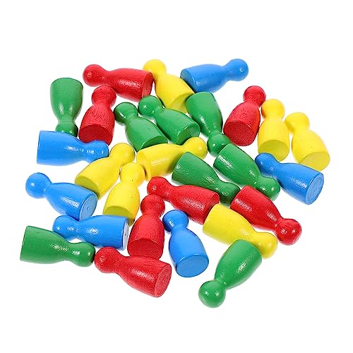 BESPORTBLE 48Stücke Holz Schachfiguren Menschliche Form für Flugschach und Jump Chess Bunte Figuren für Zuhause Schule und Reisen von BESPORTBLE