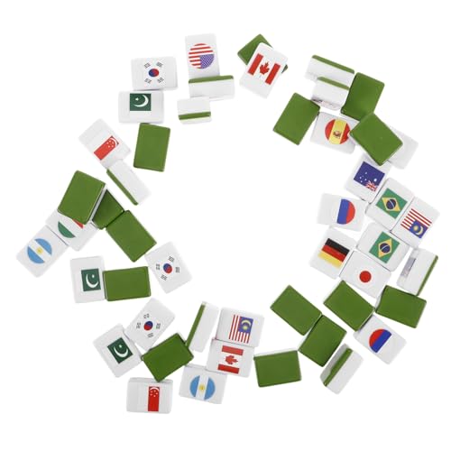BESPORTBLE 48Stücke Nationalflaggen Mahjong Set Vielseitiges Teiliger Spielblock für Erwachsene und Spieler Modus Langlebiges Kunststoffmaterial für Unvergessliche Partys von BESPORTBLE