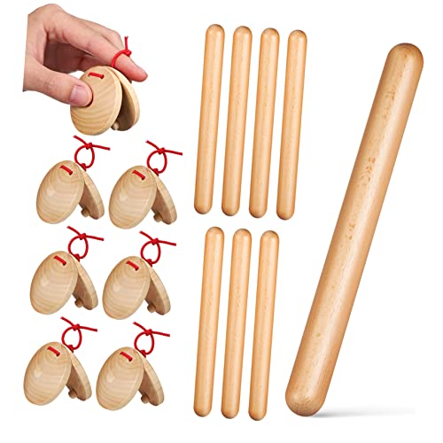 BESPORTBLE 4Paare Holz Rhythmus Sticks mit Holz Castanets Schlaginstrument für Geeignet für Frühe Bildung und Ab Monaten Sicher und Langlebig von BESPORTBLE