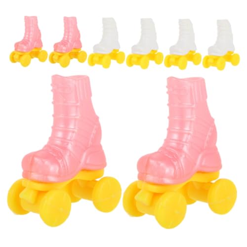 BESPORTBLE 4Paare Puppen Rollschuhe Süße Langlebige Eislaufschuhe aus Robustem Kunststoff für Puppendekoration und Landschaftsbau für Kreative Spielszene von BESPORTBLE