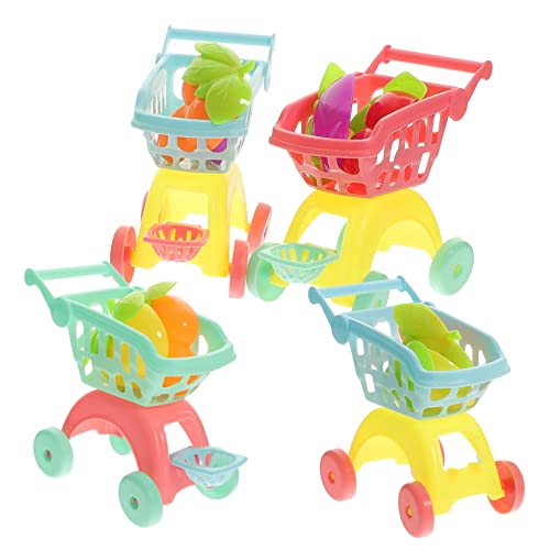 BESPORTBLE 4Sätze Mini Supermarkt Wagen Für Einkaufswagen Für Spielhäuser Rollenspielzeug Für Kreative Kinderabenteuer von BESPORTBLE