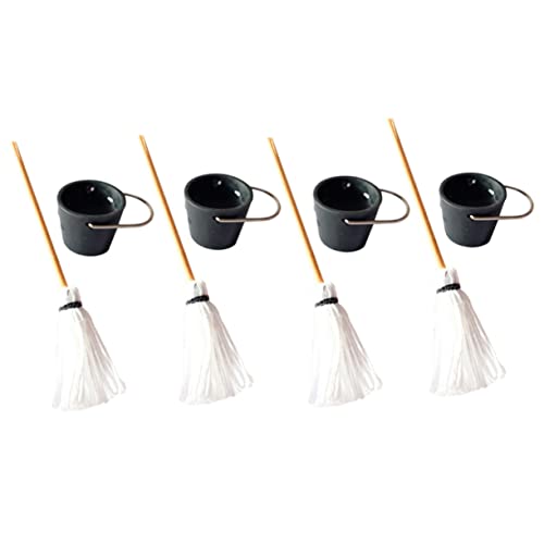 BESPORTBLE 4Sätze Mop und Eimer Teiliges Puppenhaus Zubehör für Kreative Szenendekoration Vielseitig Einsetzbar für DIY Projekte und Mikrolandschaften für Erwachsene von BESPORTBLE
