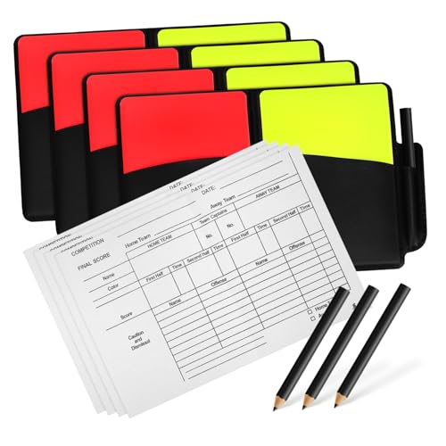 BESPORTBLE 4Sätze Schiedsrichterkarten Rot Und Gelb Mit Halter Notizbuch Und Bleistift Für Fußball Volleyball Und Andere Sportarten Robuste Ausführung von BESPORTBLE