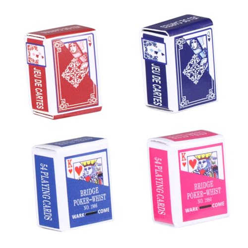 BESPORTBLE 4Satz Mini Pokerkarten Für Puppenhaus Und Brettspiele Spielkarten Gemischten Farben Für Szenen Und Rollenspiele von BESPORTBLE